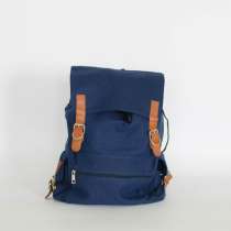 Стильный синий рюкзак мешок с коричневыми застежками, в г.Запорожье