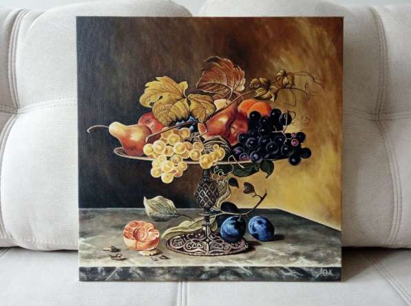Картина "Натюрморт с фруктами" (холст. масло, 40х40 см) в фото 7