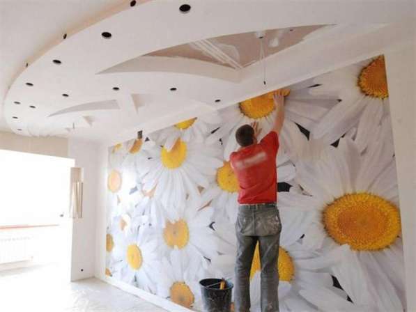 Оклейка обоями стен покраска ремонт малярные работы Поклейка в Москве фото 3