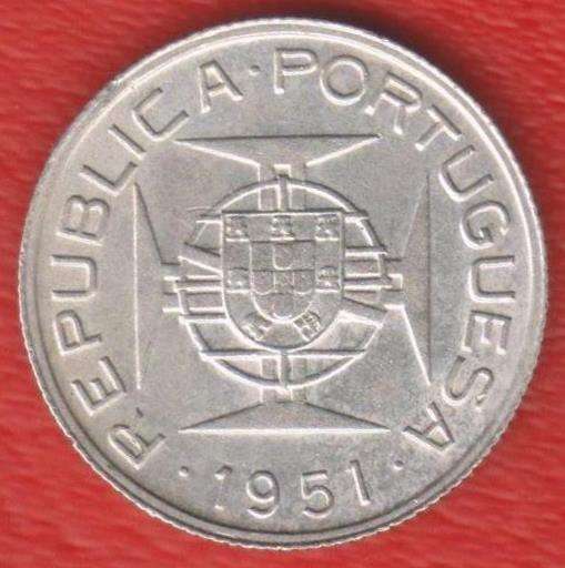 Тимор Португальский 50 аво 1951 г. серебро авос в Орле