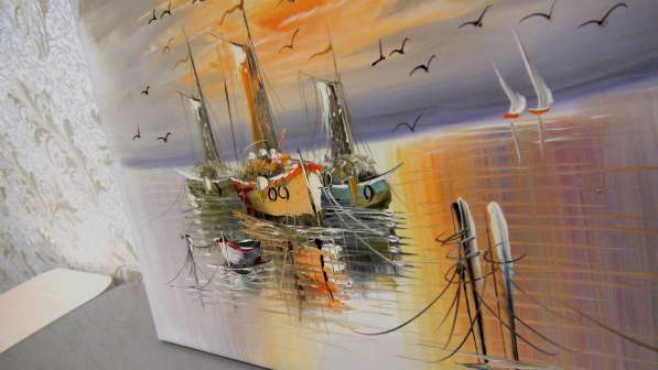 Лодки, 50х60см, Картина маслом на холсте, Художник в Москве фото 3