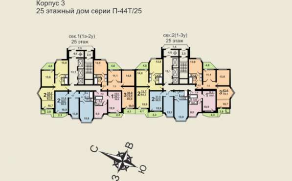 Продам двухкомнатную квартиру в Москве. Жилая площадь 60,30 кв.м. Этаж 25. Дом панельный. в Москве