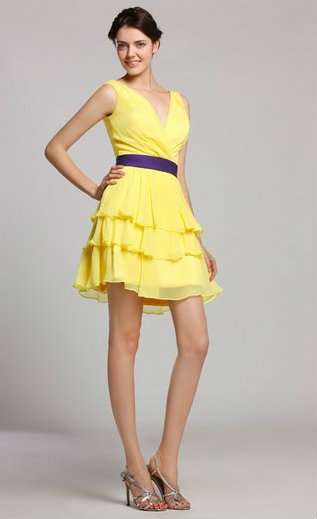 Коктельное платье лимонно-желтое JSSHAN размер S