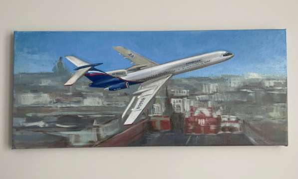 Картина маслом Самолет Ту-154 маслом на холсте