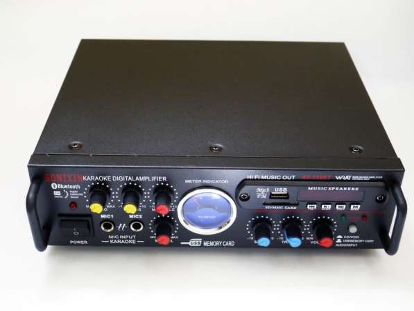 Усилитель звука Sonixin AV-339BT + USB + КАРАОКЕ 2микрофона в 