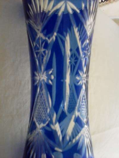 Вазу синего стекла с ручной нарезкой в Тамбове фото 3