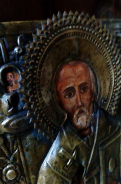 Старинная икона Св.Николай Чудотворец 19 век в Москве