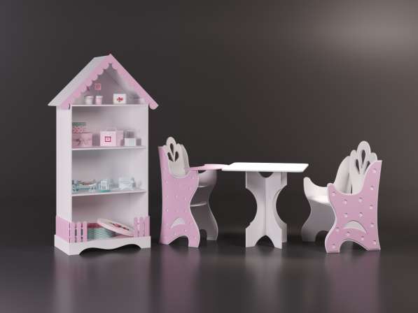 Шкаф детский, столик и стульчики для ребёнка и куклы