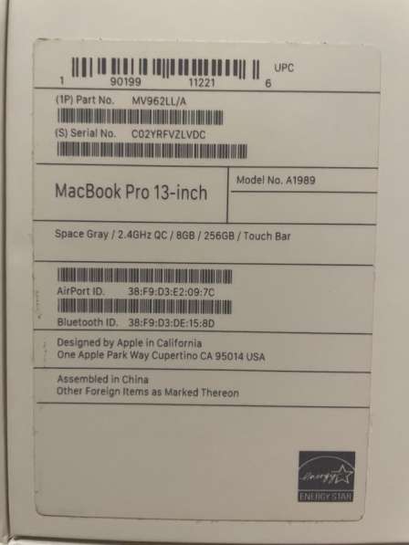 Macbook pro 13 2019 touch bar 8/256/2.4-4.1GHz i5 в Москве фото 3