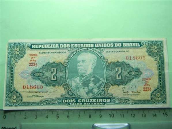Банкнота.1 и 2 крузейро, Бразилия, Brazil, 1956 и 1955гг в фото 5