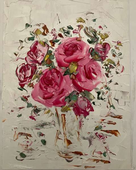 Картина маслом Цветы мастихином