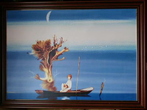 Картина Воржева С. Д, мальчик в лодке, подлиник