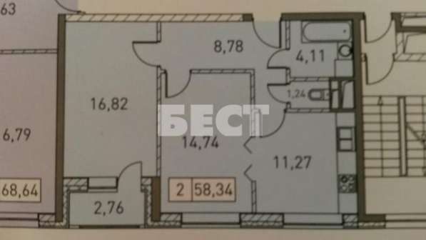 Продам двухкомнатную квартиру в Москве. Жилая площадь 58 кв.м. Этаж 5. Дом монолитный. 