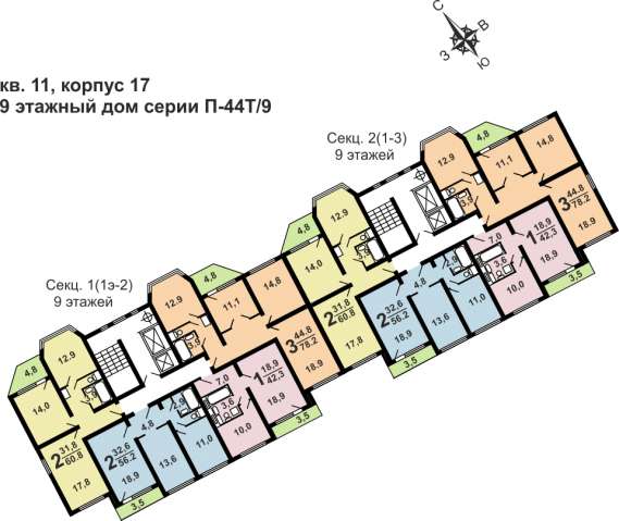 Продам однокомнатную квартиру в Москве. Жилая площадь 42,10 кв.м. Этаж 5. Есть балкон.