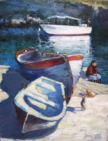 Картина "Три лодки", холст, масло в Севастополе