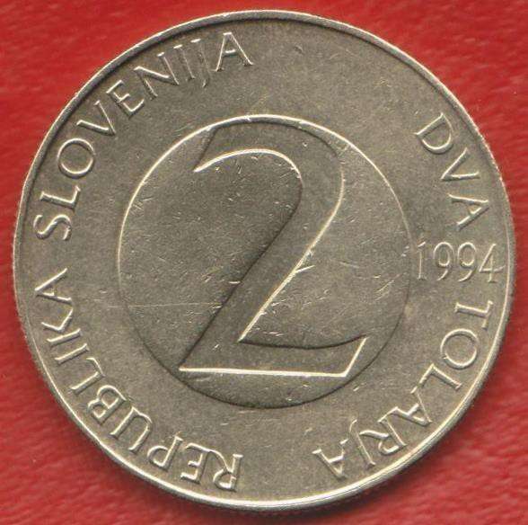 Словения 2 толара 1994 г. Ласточка деревенская в Орле