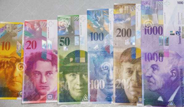 Швейцарские франки, бумажные Английские фунты
