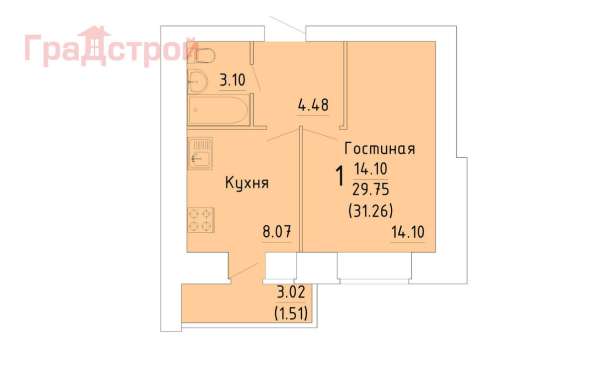 Продам однокомнатную квартиру в Вологда.Жилая площадь 31,26 кв.м.Этаж 2.Есть Балкон. в Вологде фото 3