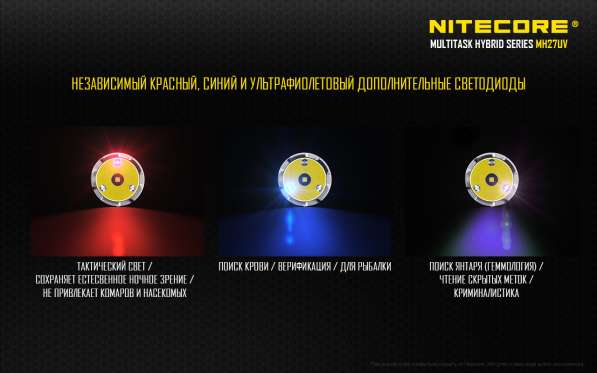 NiteCore Фонарь аккумуляторный NiteCore MH27 с ультрафиолетом в Москве фото 3