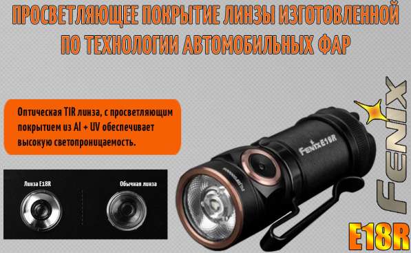 Fenix Аккумуляторный фонарик Fenix E18R — яркость 750 люмен в Москве фото 4