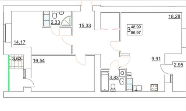 Продам трехкомнатную квартиру в Тверь.Жилая площадь 87 кв.м.Этаж 9.Дом кирпичный. в Твери фото 11