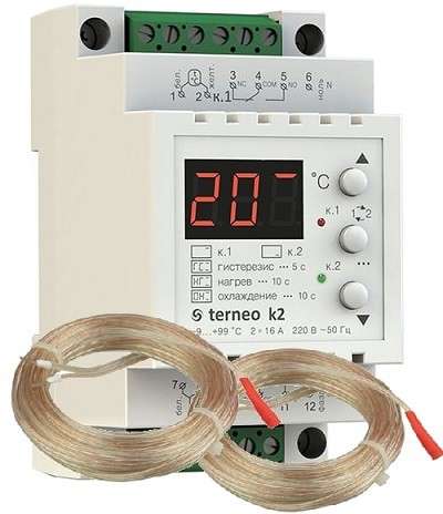 Двухканальный терморегулятор terneo k2 от -9 до +99 °С