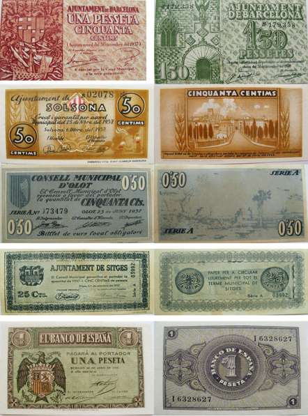 Испанские банкноты времён Гражданской войны в Москве