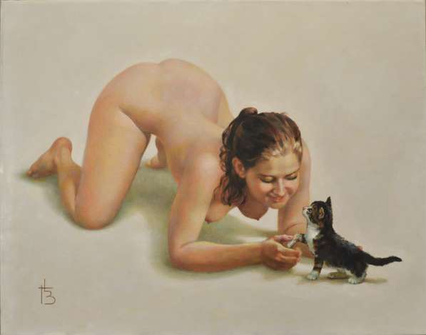 Картина "Маша с котёнком"