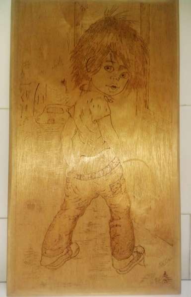 Панно деревянное декоративное - Писающий мальчик в Москве