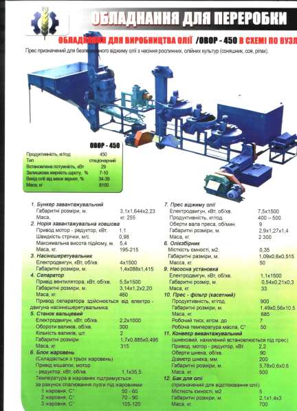 Линия производства масла овор-450