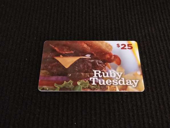 Пластиковая подарочная карта на 25 $ ресторана Ruby Tuesday