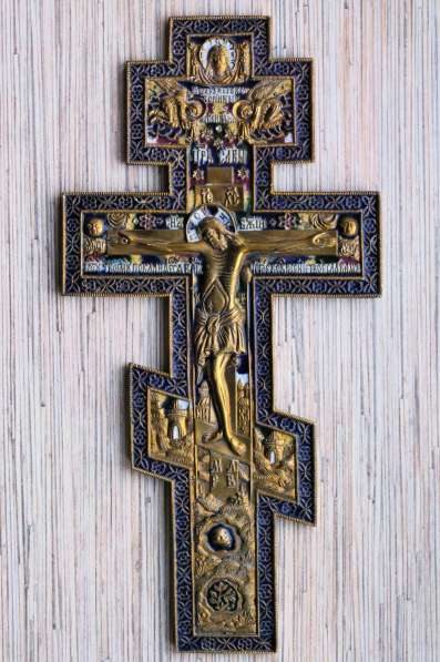 Старообрядческий киотный крест с эмалями. Русский Север, 18в в Санкт-Петербурге фото 6