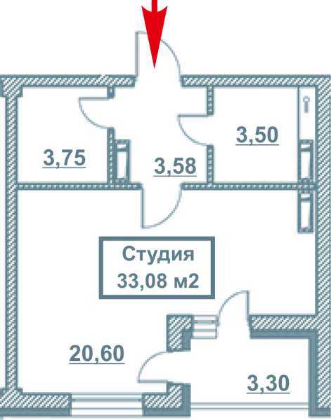Квартира-студия 33 м2 в Севастополе в Севастополе фото 3