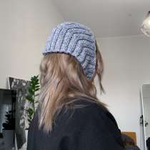 Чепчик косынка вязанная серая, в Москве