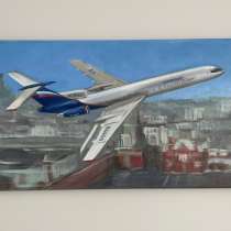 Картина маслом Самолет Ту-154 маслом на холсте, в Москве