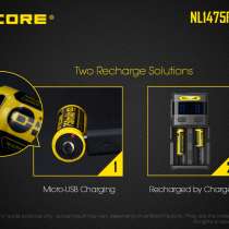 NiteCore Литий-ионный (Li-Ion) аккумулятор NiteCore NL1475R (14500) со встроенной зарядкой Micro-USB, в Москве