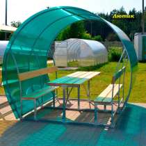 Беседки с лавочками и столиком, в Порхове