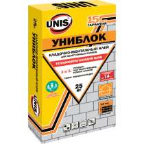 Клей для газосиликатных блоков юнис Униблок, 25 кг, в Химках