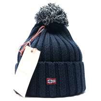 Шапка Napapijri мужская помпон синий, в Москве