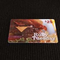 Пластиковая подарочная карта на 25 $ ресторана Ruby Tuesday, в Москве